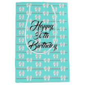 ティファニー風アクアブルーパールテーマ 30歳誕生日 ミディアムペーパーバッグ (正面)