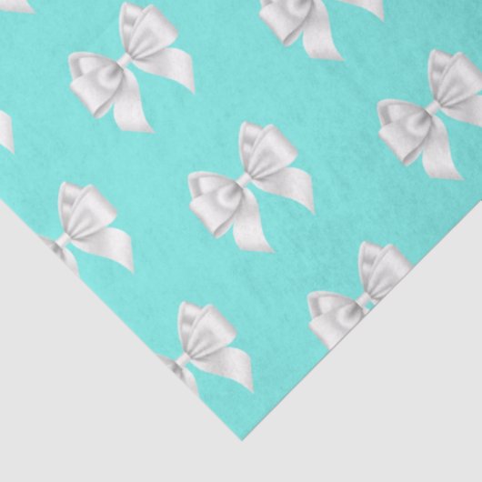 ティファニー風ガーリーなターコイズブルーの水色 白リボン 薄葉紙 (詳細)