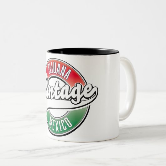 ティフアナ・メキシコヴィンテージのロゴ。 ツートーンマグカップ (正面右)