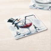 ティプシー雪だるまクリスマスコアスター スクエアペーパーコースター (アングル)