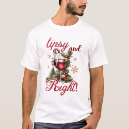 ティプシー&ブライト 楽しいワイン愛好家のためのクリスマス Tシャツ