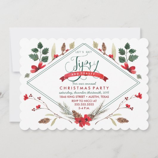 ティプスアンドトースティホリデーパーティー招待状 招待状 (正面)