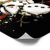 ティプス雪だるまホリデーシーズンインクルードワイン雪だるま ポスター (角)