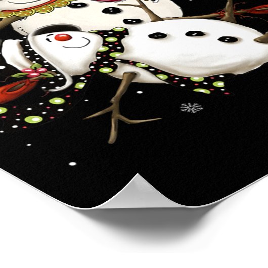 ティプス雪だるまホリデーシーズンインクルードワイン雪だるま ポスター (角)