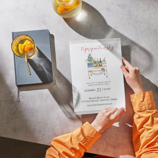 ティプス&トースティクリスマスパーティの招待状 ポストカード