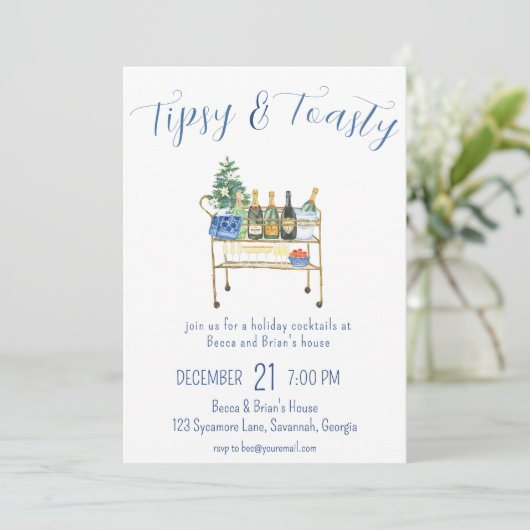 ティプソス&トーストクリスマスパーティー泡立ち招待状 招待状 (スタンド正面)