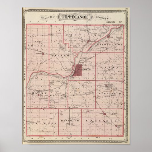 ティプペカヌー郡の地図 ポスター (正面)