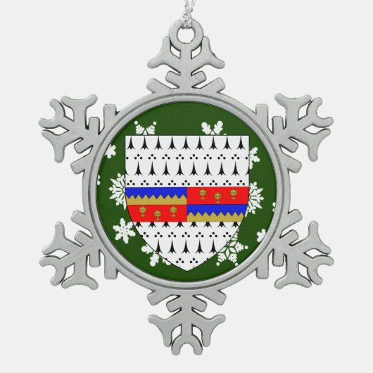 ティペラリーアイルランドクレストアイルランド スノーフレークピューターオーナメント (正面)