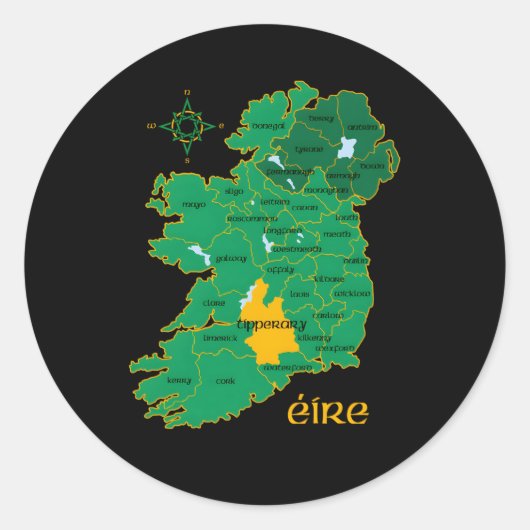 ティペラリーアイルランド郡地図アイレアイリッシュトラベル ラウンドシール (正面)