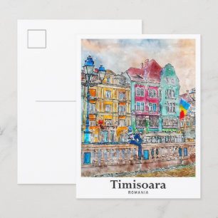 ティミソアラルーマニア旅行水の色の手描き ポストカード