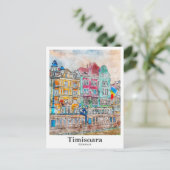 ティミソアラルーマニア旅行水の色の手描き ポストカード (スタンド正面)