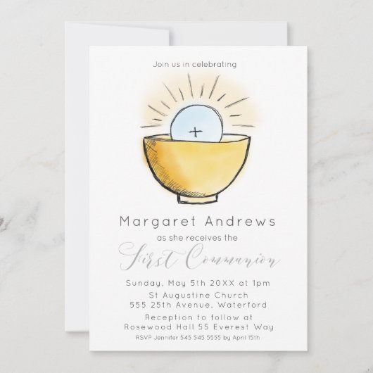 ティムレスファースト・コミュニオン宗教招待状 招待状 (正面)