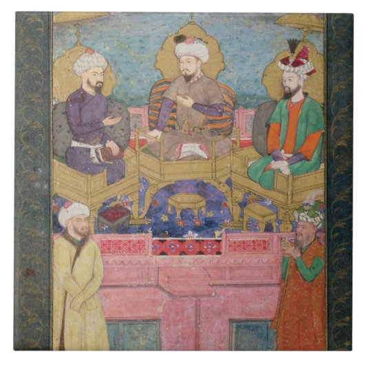 ティムール(1336-1405年)、Babur (1483-1530年、r.1526-30) タイル (正面)