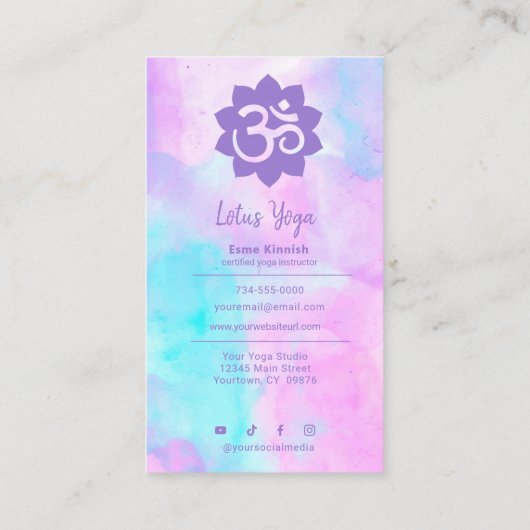 ティモダンーダイ水カラーヨガスタジオインストラクター 名刺 (裏面)