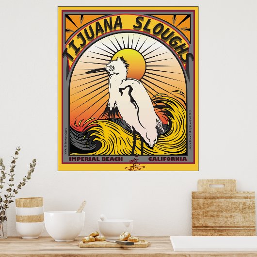 ティユアナスロウスインペリアルビーチカリフォルニアサーフィン ポスター (キッチン)