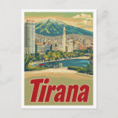 ティラナアルバニアアートヴィンテージトラベルイラストレーション ポストカード (正面)