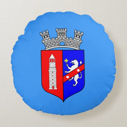 ティラナ国旗、アルバニア円枕 ラウンドクッション (正面)