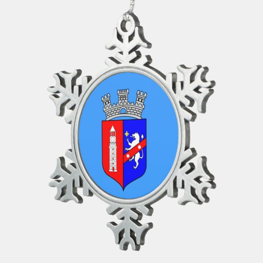 ティラナ国旗、アルバニア・スノーフレークペーター・クリスマス スノーフレークピューターオーナメント (右)