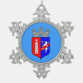 ティラナ国旗、アルバニア・スノーフレークペーター・クリスマス スノーフレークピューターオーナメント (正面)