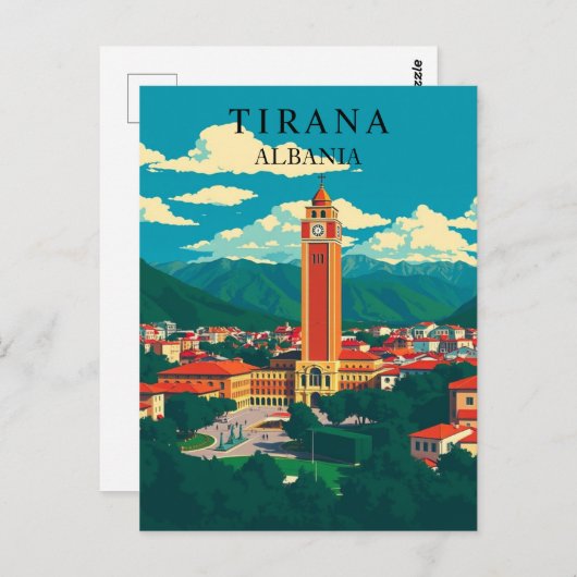 ティラナ、アルバニアヴィンテージ旅行バルカンアート ポストカード (正面/裏面)