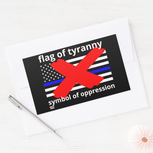 「ティラニー国旗」の青い線の旗の警察旗 長方形シール (封筒)