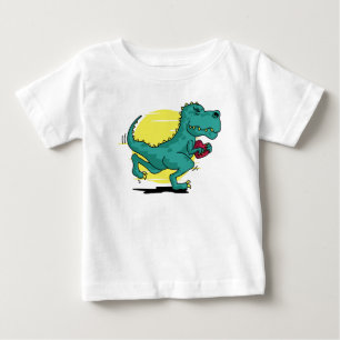 ティラノサウルスがハートを盗む ベビーTシャツ