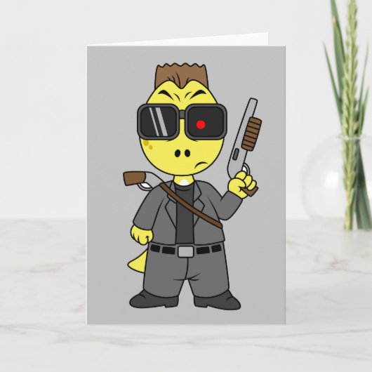 ティラノサウルスのレックスはターミネーターの服を着ている。 カード (正面)