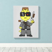 ティラノサウルスのレックスはターミネーターの服を着ている。 キャンバスプリント (インサイチュ (ウッドフロア))