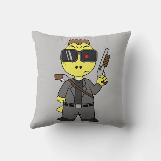 ティラノサウルスのレックスはターミネーターの服を着ている。 クッション (裏面)