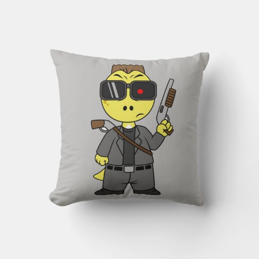 ティラノサウルスのレックスはターミネーターの服を着ている。 クッション (正面)