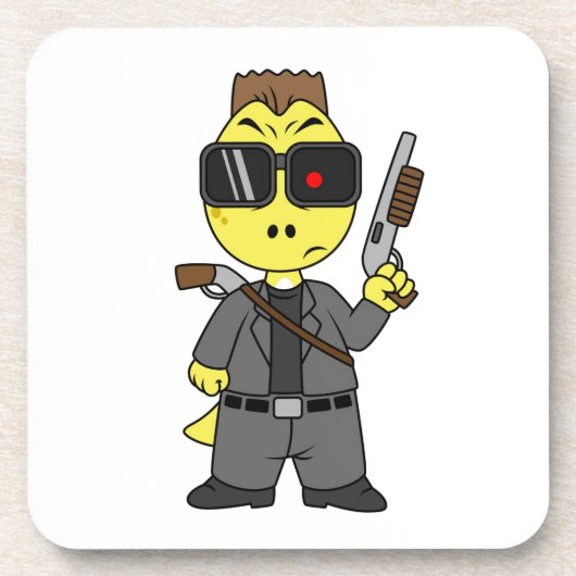 ティラノサウルスのレックスはターミネーターの服を着ている。 コースター (正面)