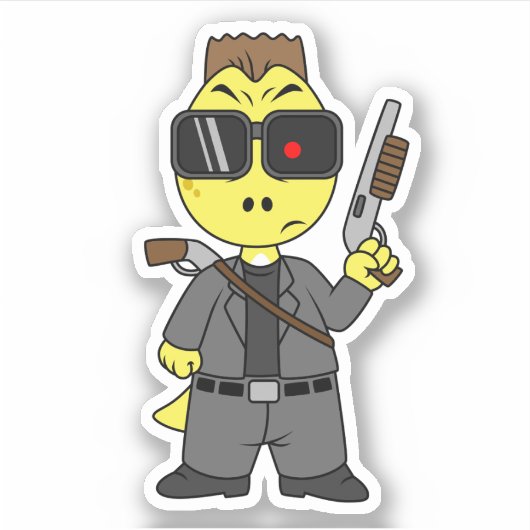 ティラノサウルスのレックスはターミネーターの服を着ている。 シール (正面)