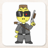 ティラノサウルスのレックスはターミネーターの服を着ている。 スクエアペーパーコースター (正面)