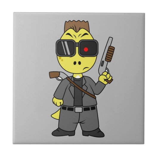 ティラノサウルスのレックスはターミネーターの服を着ている。 タイル (正面)