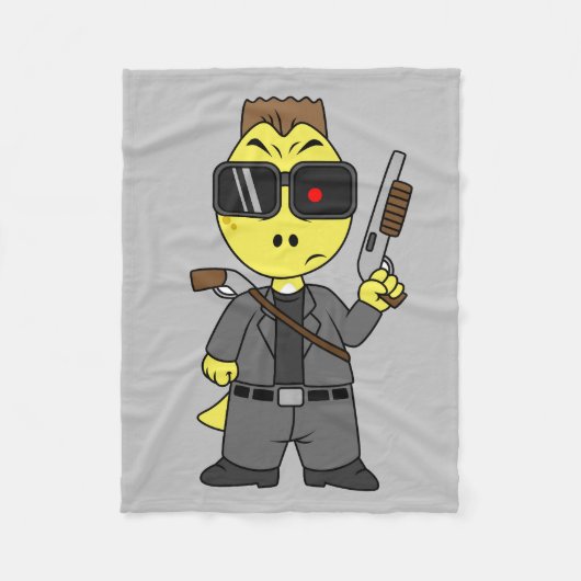 ティラノサウルスのレックスはターミネーターの服を着ている。 フリースブランケット (正面)