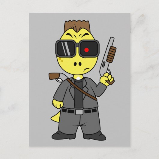 ティラノサウルスのレックスはターミネーターの服を着ている。 ポストカード (正面)