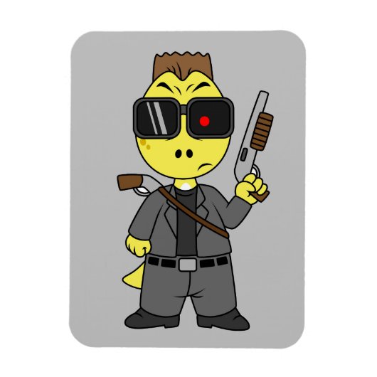 ティラノサウルスのレックスはターミネーターの服を着ている。 マグネット (縦)