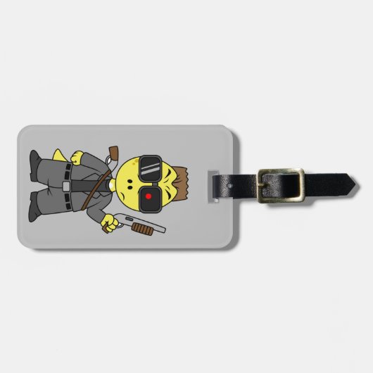 ティラノサウルスのレックスはターミネーターの服を着ている。 ラゲッジタグ (正面横)