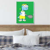 ティラノサウルスのレックステニス選手のイラストレーション。 キャンバスプリント (インサイチュ (寝室))