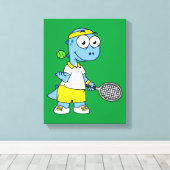 ティラノサウルスのレックステニス選手のイラストレーション。 キャンバスプリント (インサイチュ (ウッドフロア))