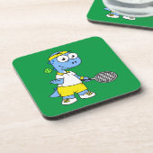 ティラノサウルスのレックステニス選手のイラストレーション。 コースター (左側)