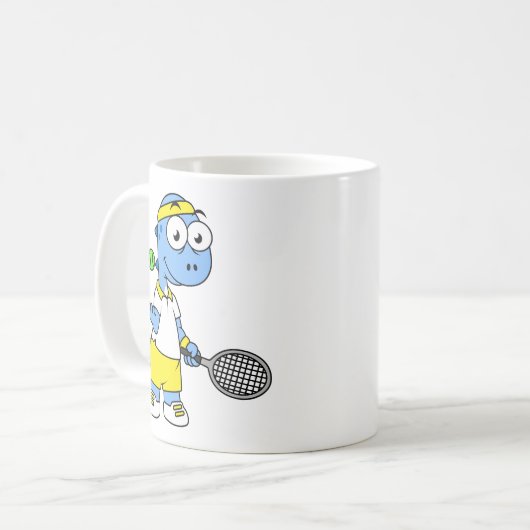 ティラノサウルスのレックステニス選手のイラストレーション。 コーヒーマグカップ (正面左)