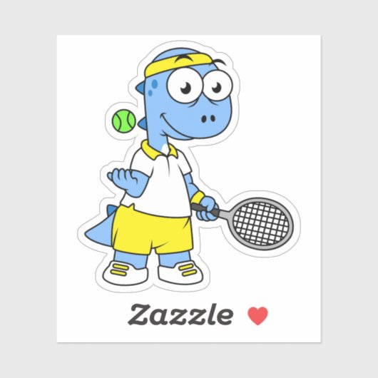 ティラノサウルスのレックステニス選手のイラストレーション。 シール (シート)