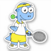 ティラノサウルスのレックステニス選手のイラストレーション。 シール (正面)