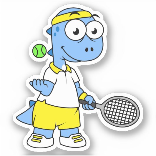 ティラノサウルスのレックステニス選手のイラストレーション。 シール (正面)