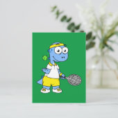 ティラノサウルスのレックステニス選手のイラストレーション。 ポストカード (スタンド正面)