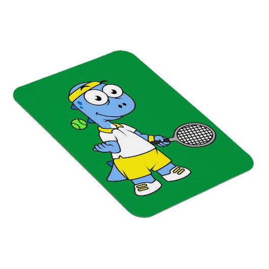 ティラノサウルスのレックステニス選手のイラストレーション。 マグネット (右側)