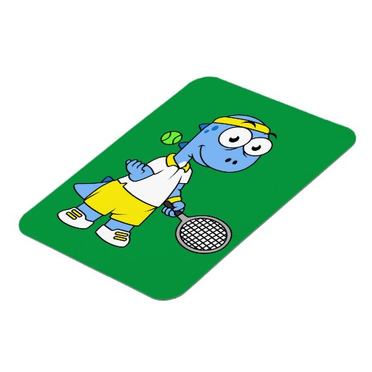 ティラノサウルスのレックステニス選手のイラストレーション。 マグネット (左側)