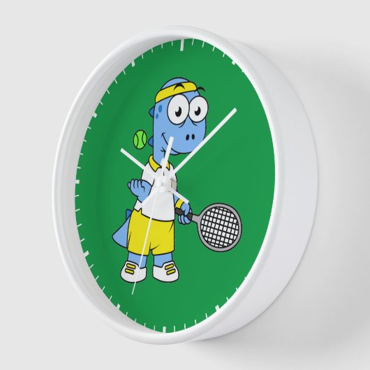 ティラノサウルスのレックステニス選手のイラストレーション。 壁時計 (傾斜)