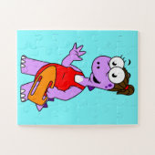 ティラノサウルスのレックスライフガードのイラストレーション。 ジグソーパズル (横)